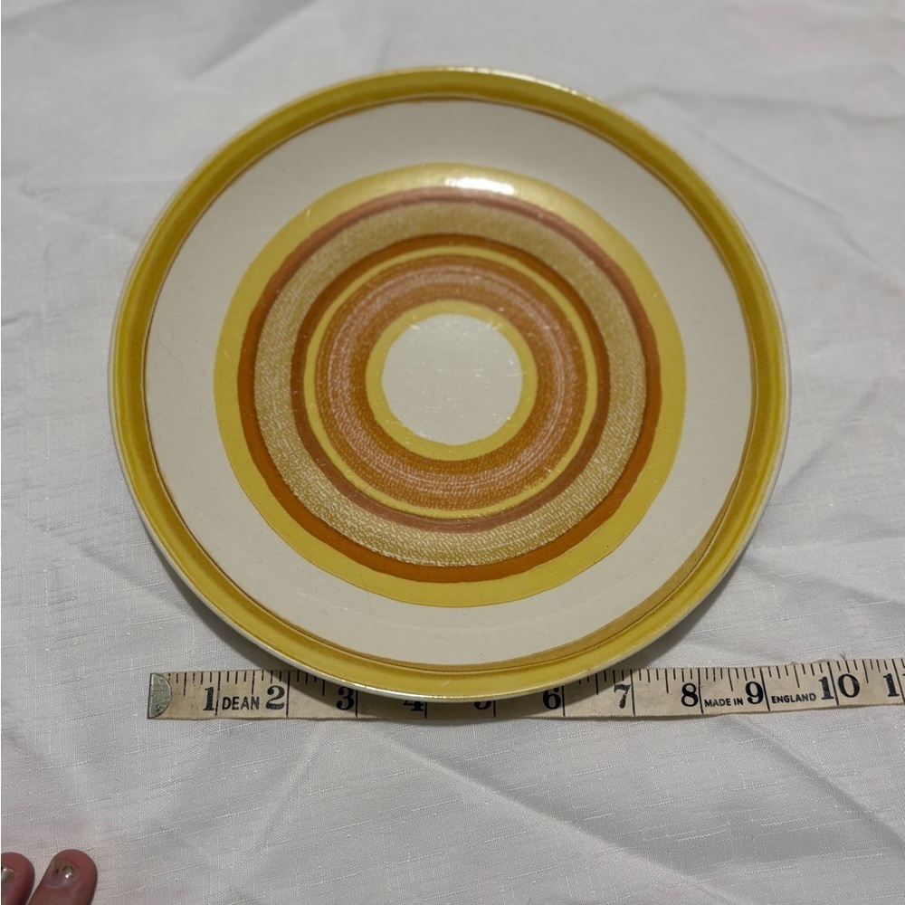 VintageYellow and Brown Ceramic Dinner Plate